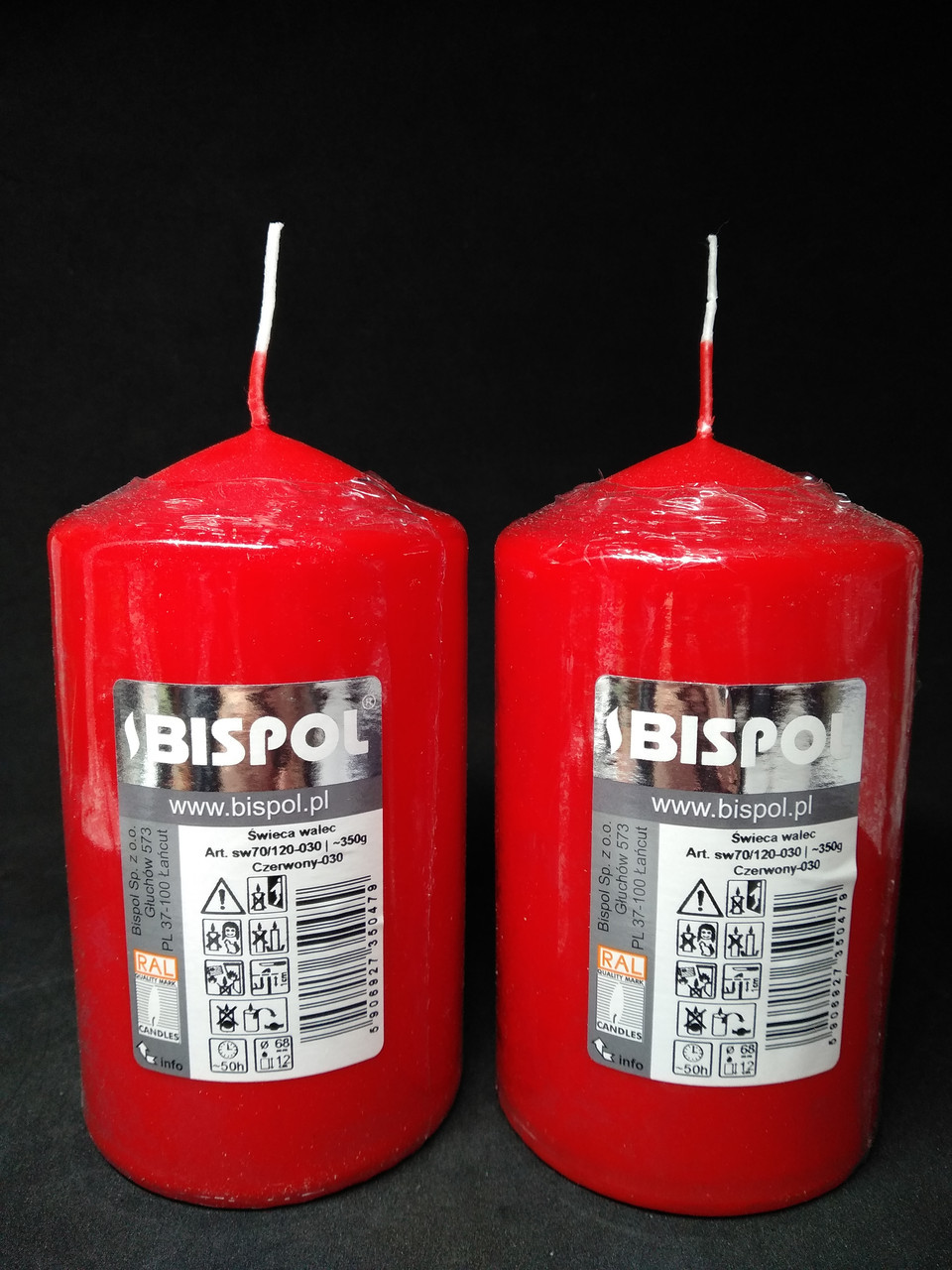 Свеча столбик красный Bispol 70/120 мм см 50 часов - фото 1 - id-p10515508
