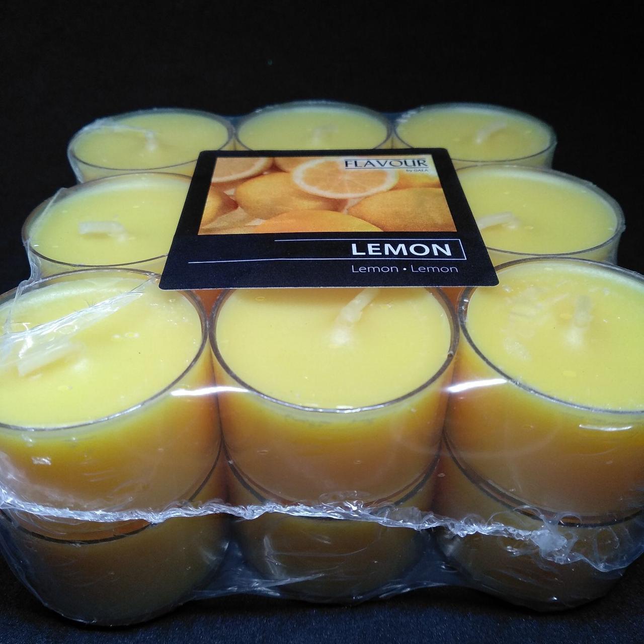 Свеча ароматизированная чайная таблетка 18 штук lemon - фото 1 - id-p10515589