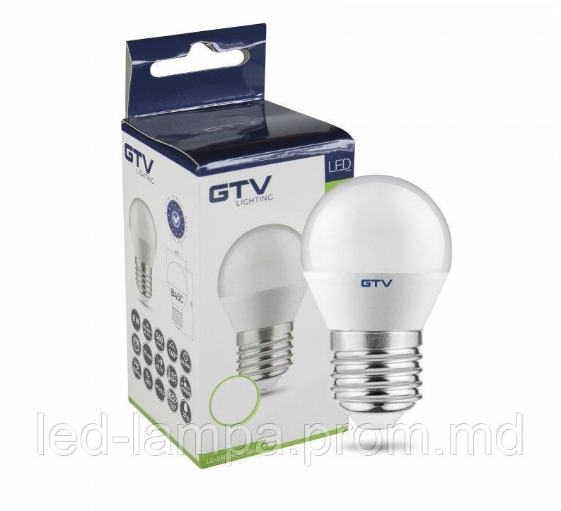 Светодиодная LED лампа GTV, 8W, E27, G45, шарик, 3000К тёплое свечение. - фото 1 - id-p7810394