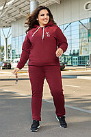 Женский зимний спортивный костюм с начесом: кофта с капюшоном и штаны с карманами, норма и большие размеры