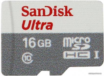 SanDisk Ultra microSDHC Class 10 UHS-I 16GB - фото 1 - id-p10517169