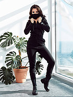 Модный теплый женский зимний комбинезон с начесом в спортивном стиле с маской в комплекте
