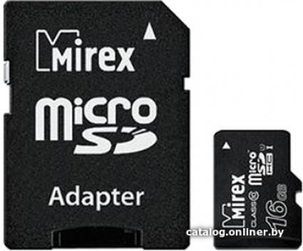 Mirex microSDHC UHS-I (Class 10) 16GB + адаптер [13613-ADSUHS16] - фото 1 - id-p10447276
