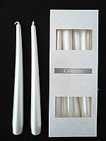 Свечи декоративные конусные перламутровые белые 1/10 шт 24 см