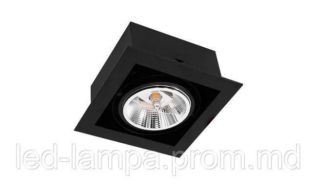 Потолочный светильник/корпус, master LED, под лампу AR111, встраиваемый, поворотный, квадратный, чёрный - фото 1 - id-p10519151