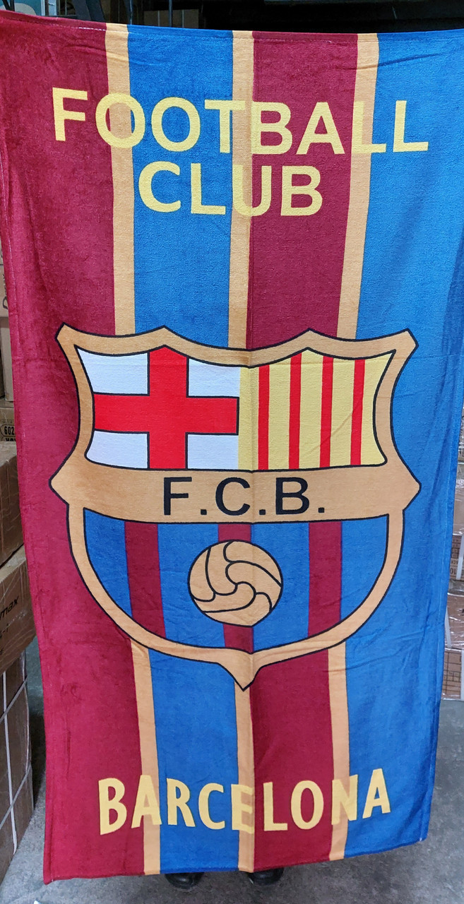 Пляжное полотенце ФК "Барселона" с логотипом любимого футбольного клуба - фото 1 - id-p5269109
