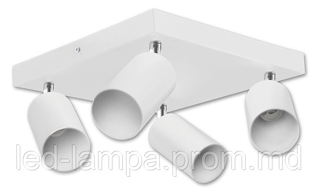 Потолочный светильник/корпус, master LED, поворотный, матовый белый + хром, 4хGU10, Bardo movable x4 - фото 1 - id-p10519191