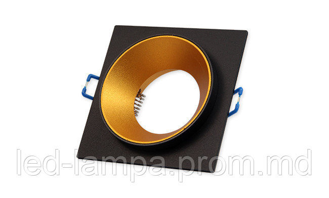 Потолочный светильник/корпус, master LED, встраиваемый, алюминий, квадратный, чёрный + золото, 1хGU10 - фото 1 - id-p10519231