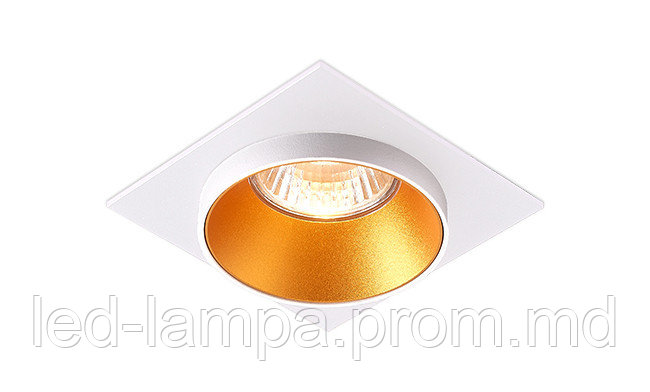 Потолочный светильник/корпус, master LED, встраиваемый, алюминий, квадратный, белый + золото, 1хGU10 - фото 1 - id-p10519233