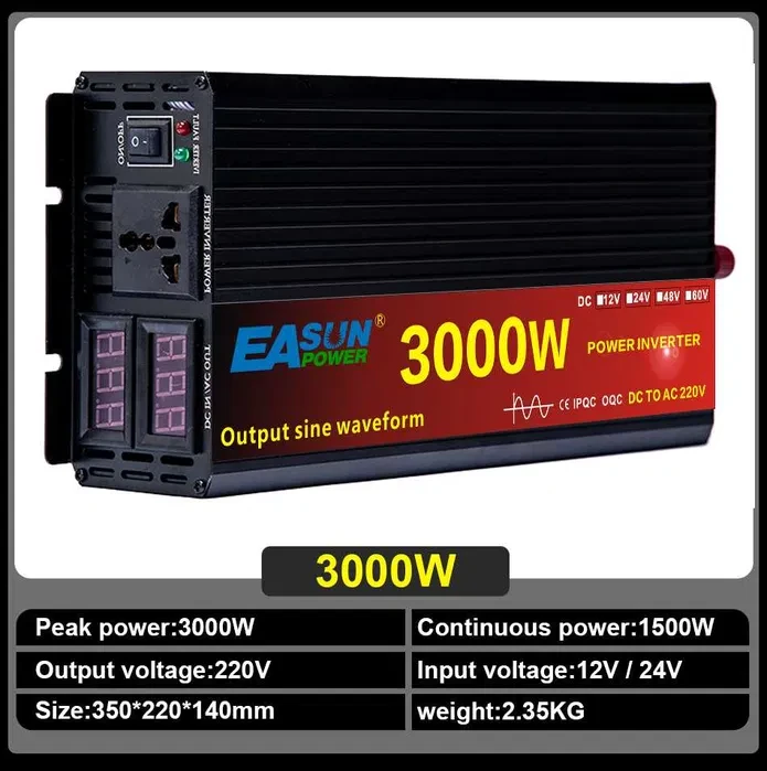 Преобразователь инвертор EASUN POWER 12V-220V 3000W с чистой синусоидой EASUN POWER - фото 1 - id-p8140807