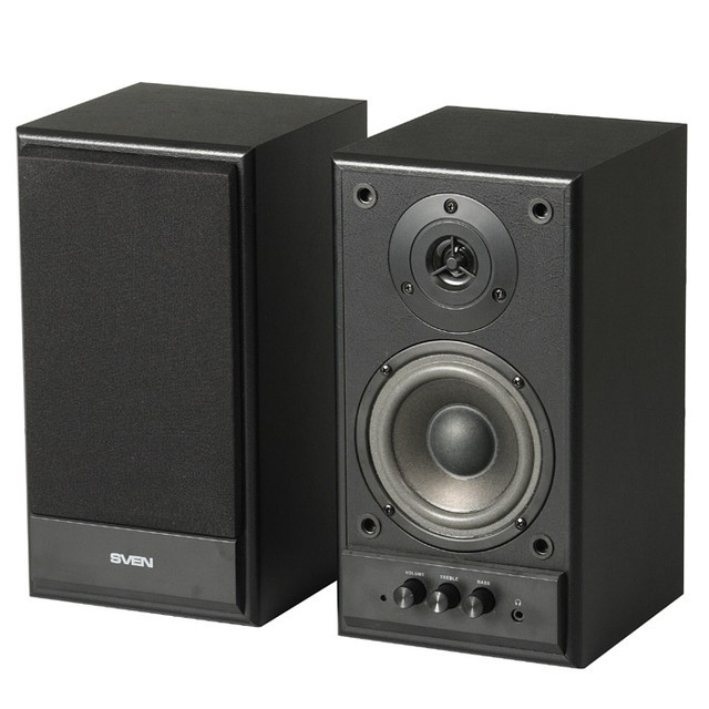 Active Speakers SVEN SPS-702 Black Leather, RMS 40W, 2x20W, дерево - фото 1 - id-p11339
