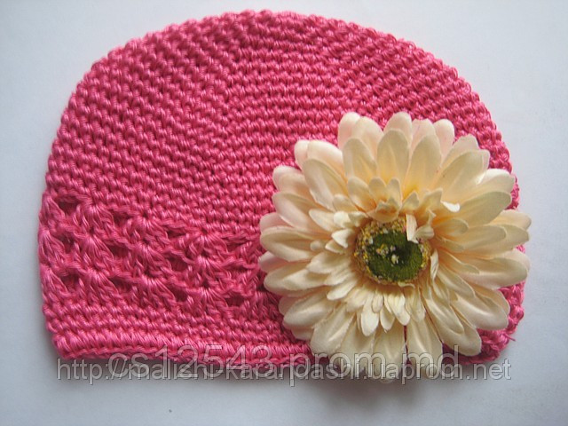 Ажурные шапочки с цветами, детские шапочки, шапочка для девочки - фото 1 - id-p1996508