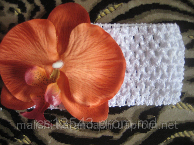 Орхидея на повязке, повязки с цветами, повязка на голову, ажурные повязки - фото 1 - id-p1996607