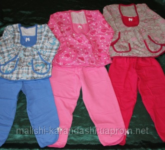 Пижама для девочек комбинированная (начес), детские пижамы, пижамы для детей - фото 1 - id-p1996666