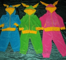 Костюм "Ушки цветной" (велюр), детские костюмы оптом, одежда для детей от производителя - фото 1 - id-p1996685