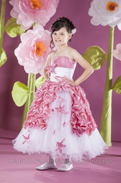 Детское платье с зборками и цветками, Нарядное детское платье, платье на выпускной, детские платья оптом - фото 1 - id-p1996778