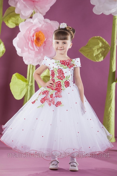 Эксклюзивное детское платье с компьютерной вышивкой, платье на выпускной, детские платья оптом - фото 1 - id-p1996780