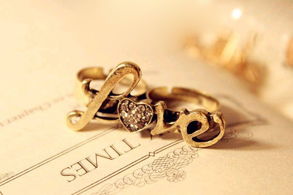 Женское двойное кольцо "Love" - фото 1 - id-p2105135