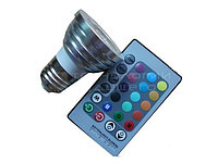 Светодиодная лампа E27 1 PLT 1W 220V SPOT (RGB) с ДУ.