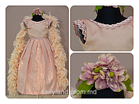 Rochie de primavara / Розово-персиковое платье с кружевом