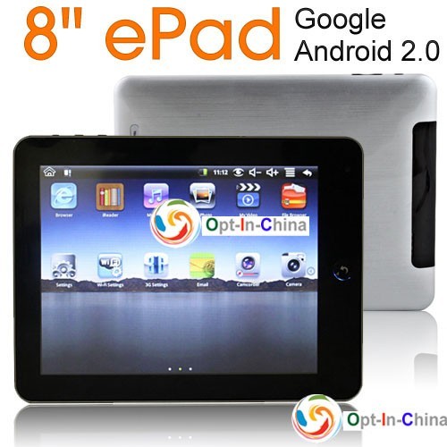 8 планшетный компьютер ePad WiFi + Google Android 2.0 - фото 1 - id-p14089