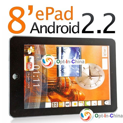 8 планшетный компьютер ePad WiFi, Android 2,2, камера - фото 1 - id-p14102