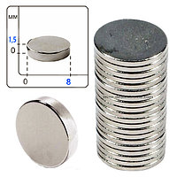Неодимовый магнит диск 8х2 мм