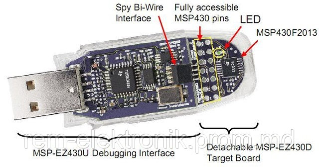 EZ430-F2013 Эмулятор со съемной отладочной платой в виде USB стика - фото 1 - id-p14133