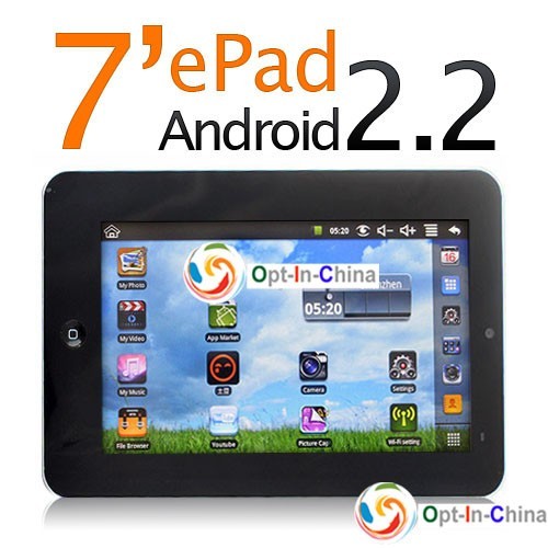 7 планшетный компьютер ePad Android 2,2, WiFi, камера - фото 1 - id-p14369