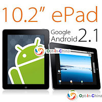10.2» планшет ePad + WIFI + Google Android 2.1