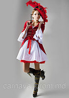 Взрослый, карнавальный костюм Пиратка красно-белая