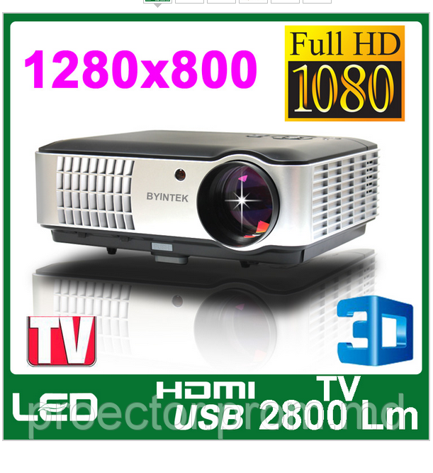 High Brightness 2800Lumens WXGA 1280x800 Home Theater Digital 1080P HD 3D Video HDMI USB TV LCD LED Projector - фото 1 - id-p2629881