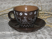 Чашка керамическая с блюдцем "Кофе"
