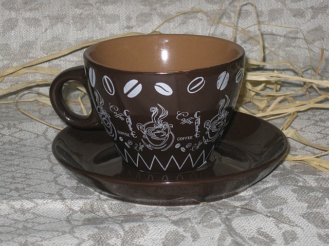 Чашка керамическая с блюдцем "Кофе" - фото 1 - id-p245548