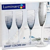 Бокалы для шампанского "Sweet Colors Grey" Luminarc, 6 шт. (190 мл)