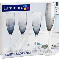 Бокалы для шампанского "Sweet Colors Grey" Luminarc, 6 шт. (190 мл) - фото 1 - id-p245616