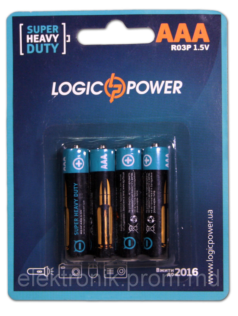 Батарейки Logicpower Super heavy duty AAA R03P - фото 1 - id-p2804443