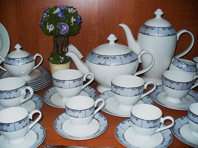 Кофейно-чайный набор на 6 персон "Celestino". Костяной фарфор (34 предм.) - фото 1 - id-p279434