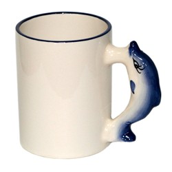Кружка керамическая для сублимации (детская, ручка в виде животного, дельфин) - фото 1 - id-p279452