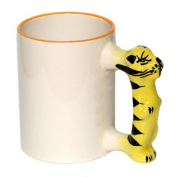 Кружка керамическая для сублимации (детская, ручка в виде животного, тигр) - фото 1 - id-p279460