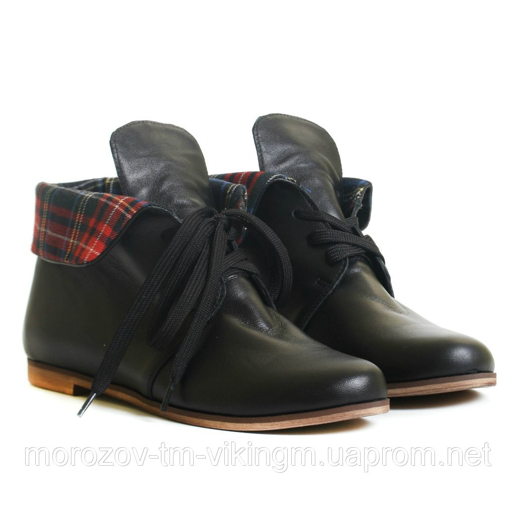 Ботинки кожаные женские осенние Трина (черные) - фото 1 - id-p3436986