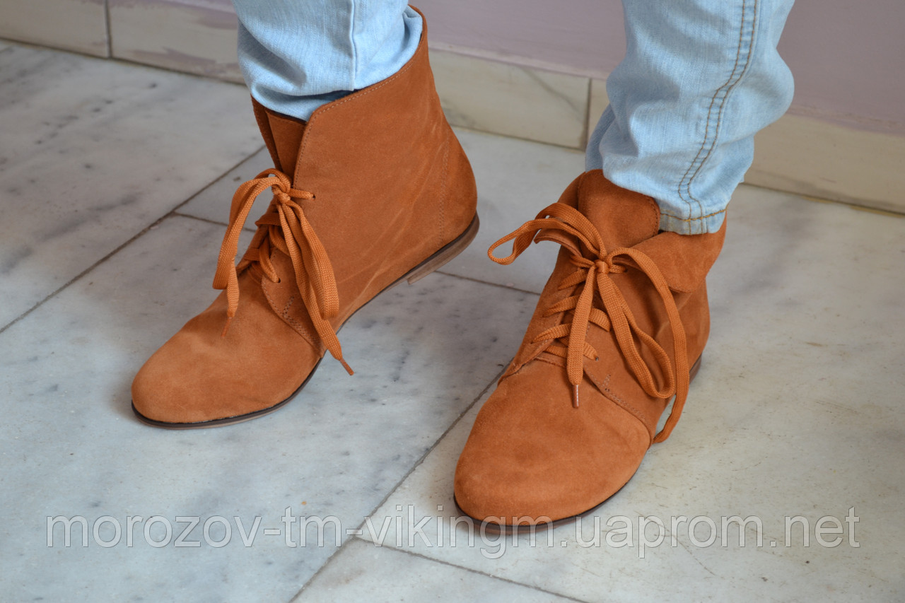 Ботинки замшевые женские осенние Трина (светло коричневые) - фото 1 - id-p3436989
