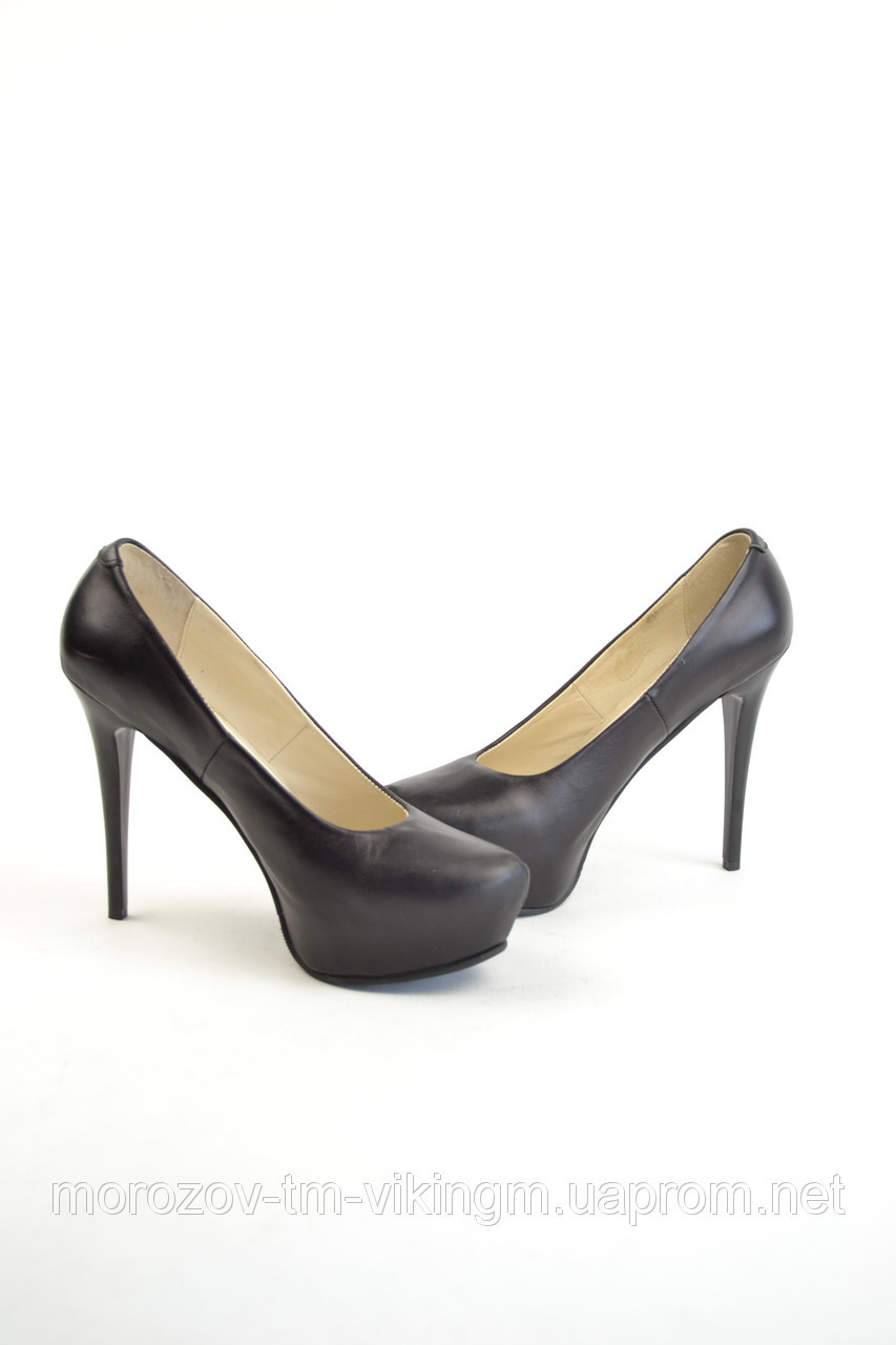 Женские туфли на каблуке Классика (черные) - фото 1 - id-p3437009