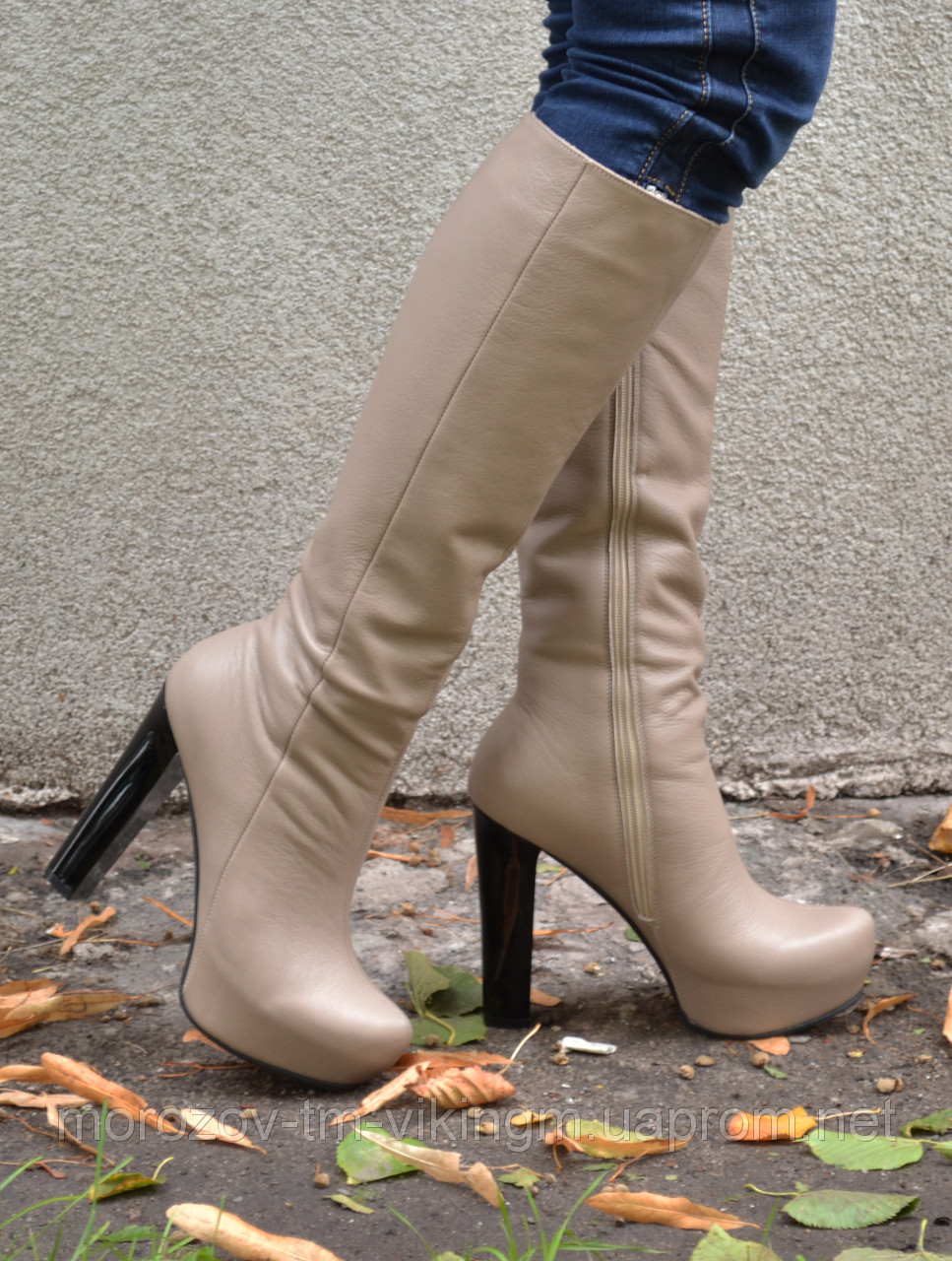 Женские кожаные сапоги сапоги осень на каблуке оптом Яся - фото 1 - id-p3437049