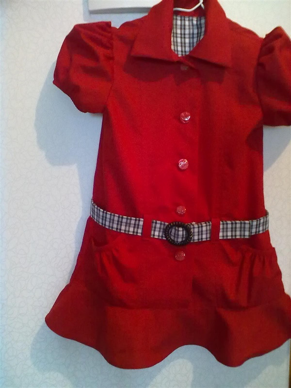 Детское платье с поясом, воротничком и рукавами на сборке - фото 1 - id-p3499832