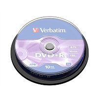 Диски VERBATIM DVD+R 4,7Gb 16x Cake 10 pcs Silver 43498