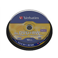 Диски VERBATIM DVD+RW 4,7Gb 4x Cake 10 pcs Silver 43488