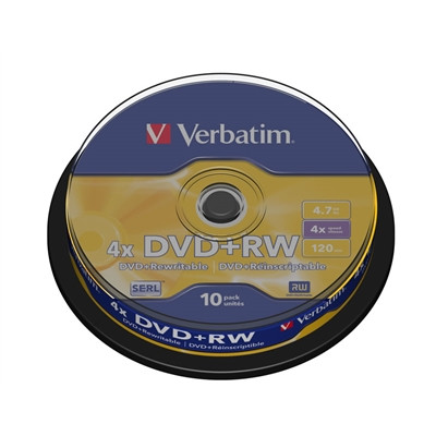 Диски VERBATIM DVD+RW 4,7Gb 4x Cake 10 pcs Silver 43488 - фото 1 - id-p3531999