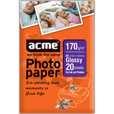 Для печати ACME Photo Paper A6 (10x15cm) 170 g/m2 20 pack Glossy - фото 1 - id-p3532005