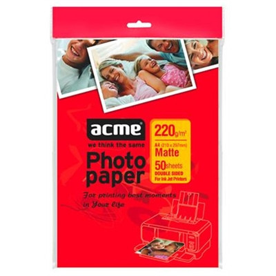 Для печати ACME Photo Paper A4 220g/m2 50pack Matte DOUBLE SIDED - фото 1 - id-p3532009